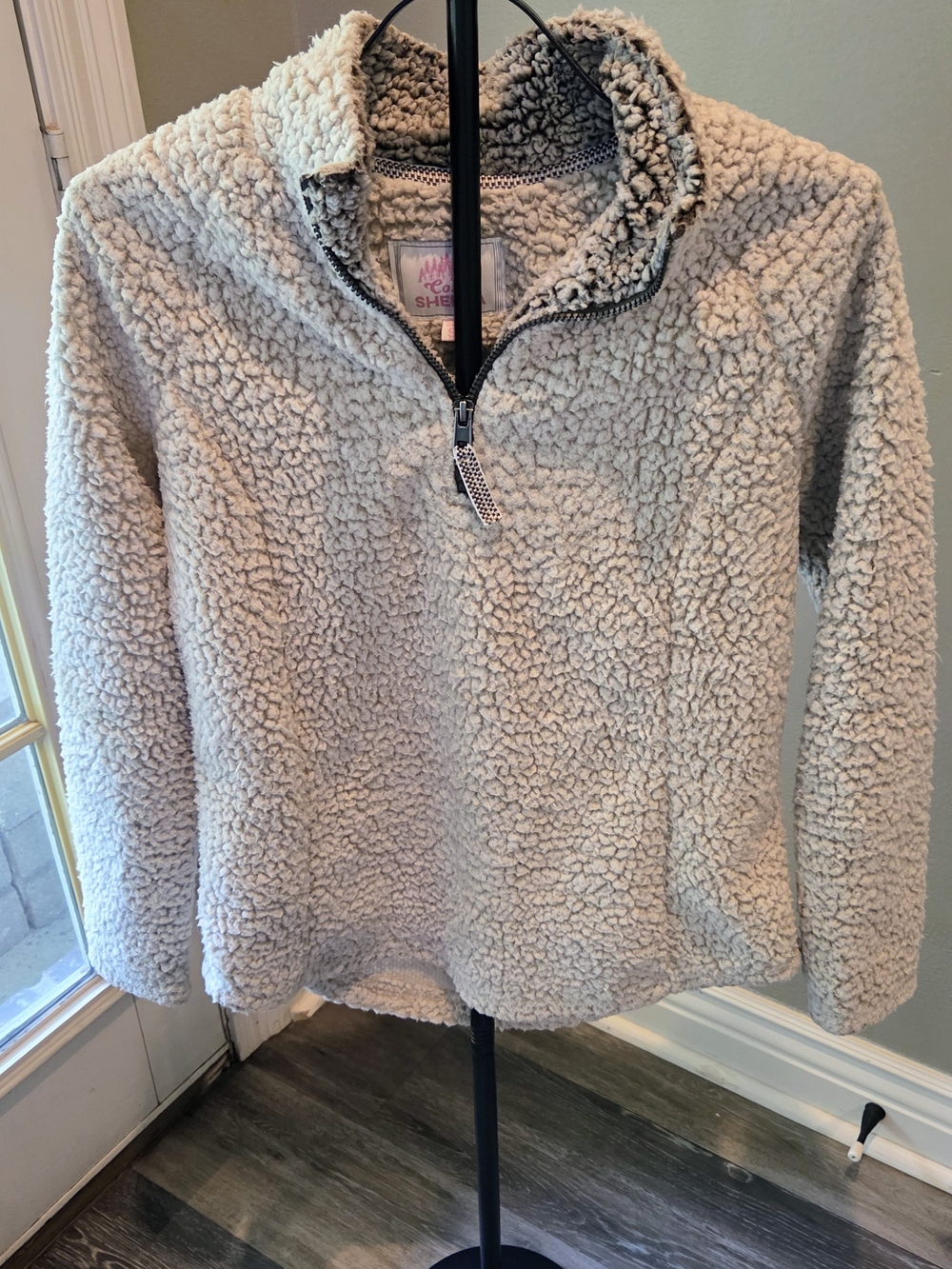 Chaser Light Beige Teddy Sherpa Half-Zip Jacket Sz S